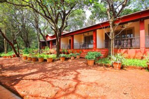 Campfire area near the poolside tents at Westend Hotel Matheran